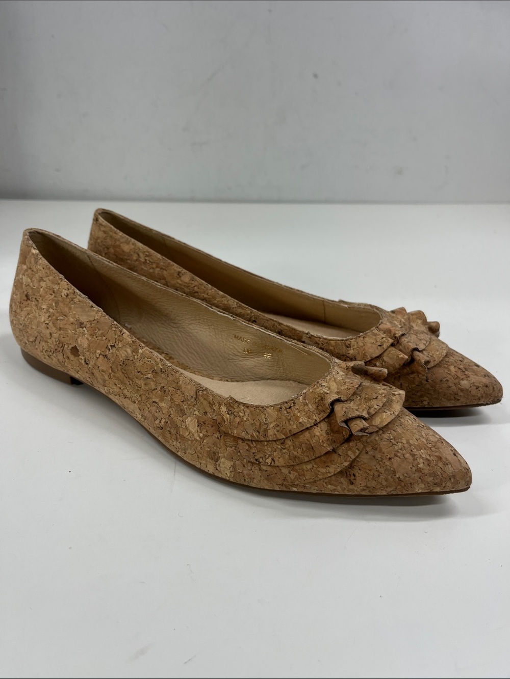 New Jack Rogers Ruffle Cork Pointed Toe Flats Size 6.5